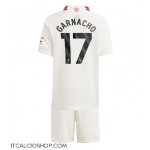 Manchester United Alejandro Garnacho #17 Terza Maglia Bambino 2023-24 Manica Corta (+ Pantaloni corti)